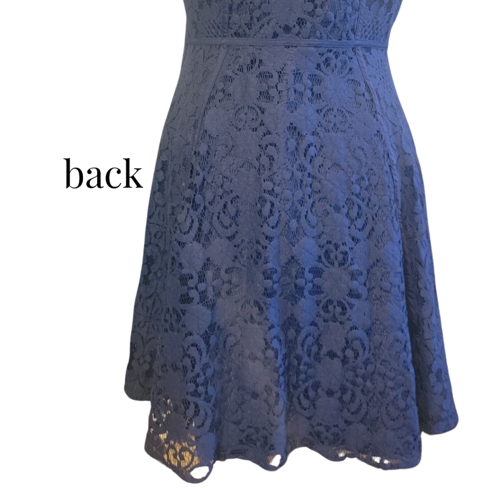LAUREN CONRAD NAVY LACY COCKTAIL DRESS SIZE 10 BEAUTIFUL 😍 - Picture 4 of 11